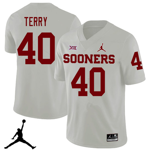 Oklahoma Sooners #40 Jon-Michael Terry 2018 College Football Jerseys Sale-White
